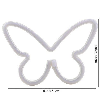 Modern Art Deco Butterfly Shade Neon Light LED Table Lamp For Bedroom