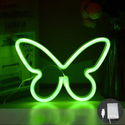 Modern Art Deco Butterfly Shade Neon Light LED Table Lamp For Bedroom