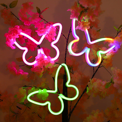 Modern Art Deco Butterfly Shade Neon Light LED Table Lamp For Bedroom