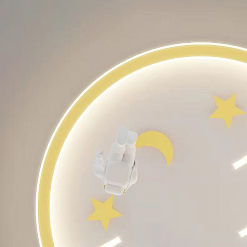 Contemporary Nordic Iron Acrylic Astronaut Star LED Flush Mount Ceiling Light For Living Room