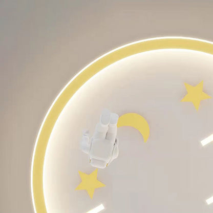 Contemporary Nordic Iron Acrylic Astronaut Star LED Flush Mount Ceiling Light For Living Room