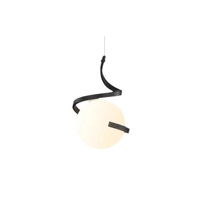 Contemporary Nordic Arc Copper Strip Glass Ball Shade 1-Light Pendant Light For Living Room