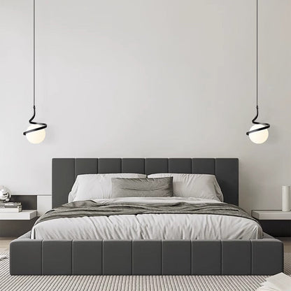 Contemporary Nordic Arc Copper Strip Glass Ball Shade 1-Light Pendant Light For Living Room