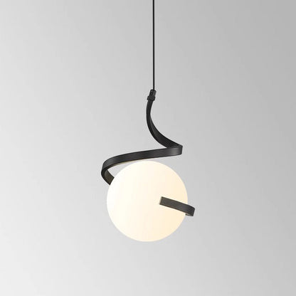 Contemporary Nordic Arc Copper Strip Glass Ball Shade 1-Light Pendant Light For Living Room