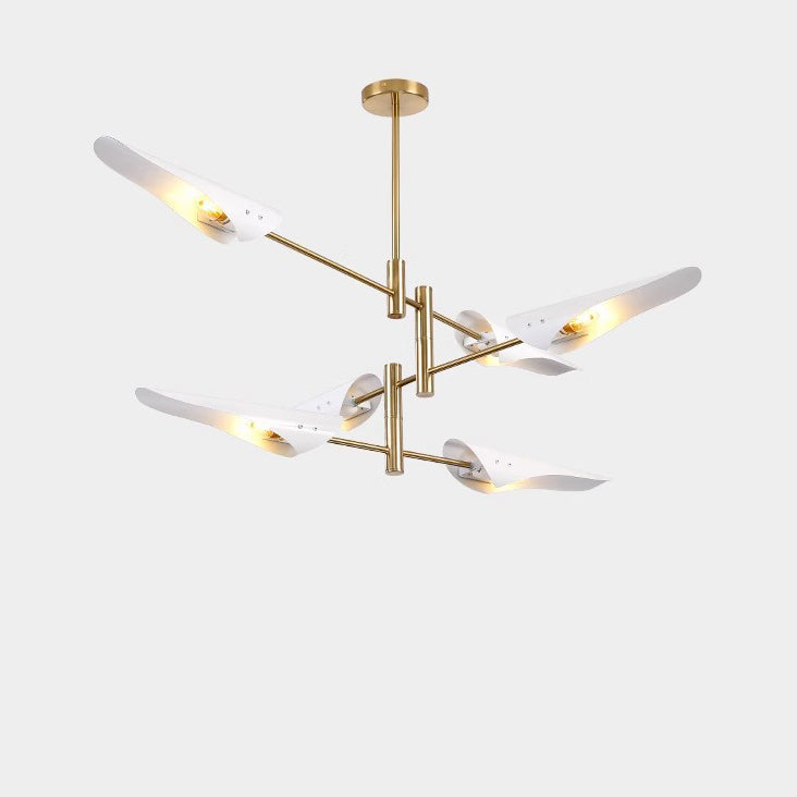 Contemporary Luxury Iron Curved Shade Golden Finish Frame 6-Light Chandelier For Living Room