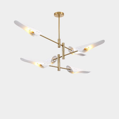 Contemporary Luxury Iron Curved Shade Golden Finish Frame 6-Light Chandelier For Living Room
