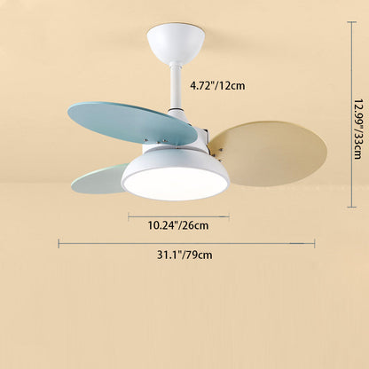 Contemporary Scandinavian Acrylic Shade Solid Wood Oval Fan Blade LED Downrod Ceiling Fan Light For Living Room