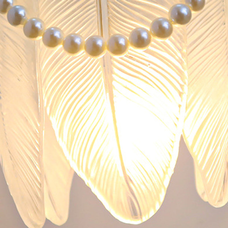 Modern Luxury Shell Feather Glass Shade 1-Light Wall Sconce Lamp For Bedroom