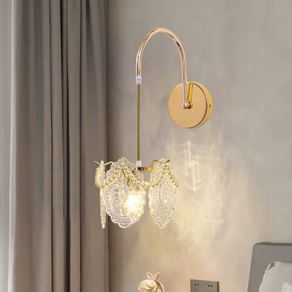 Modern Luxury Shell Feather Glass Shade 1-Light Wall Sconce Lamp For Bedroom