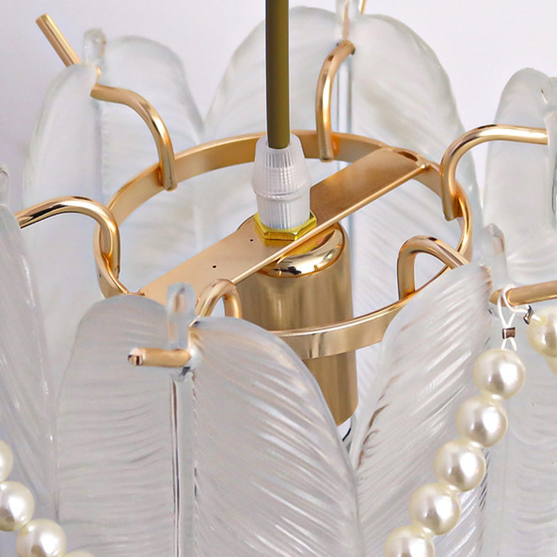 Modern Luxury Shell Feather Glass Shade 1-Light Wall Sconce Lamp For Bedroom