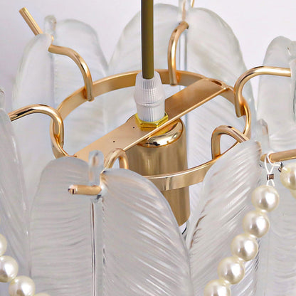 Modern Luxury Shell Feather Glass Shade 1-Light Wall Sconce Lamp For Bedroom