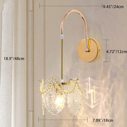 Modern Luxury Shell Feather Glass Shade 1-Light Wall Sconce Lamp For Bedroom