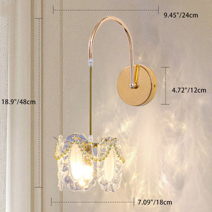 Modern Luxury Shell Feather Glass Shade 1-Light Wall Sconce Lamp For Bedroom