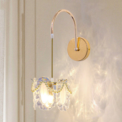 Modern Luxury Shell Feather Glass Shade 1-Light Wall Sconce Lamp For Bedroom