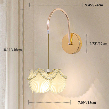 Modern Luxury Shell Feather Glass Shade 1-Light Wall Sconce Lamp For Bedroom