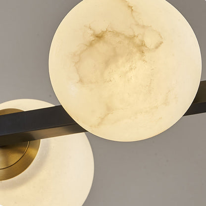 Modern Luxury Marble Ball Shade Copper 5/9-Light Semi-Flush Mount Ceiling Light For Living Room