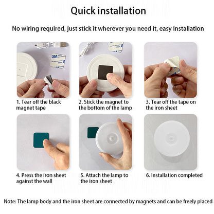Modern Minimalist Round ABS Magnetic LED USB Human Sensor Night Light Wall Sconce Lamp For Bedroom