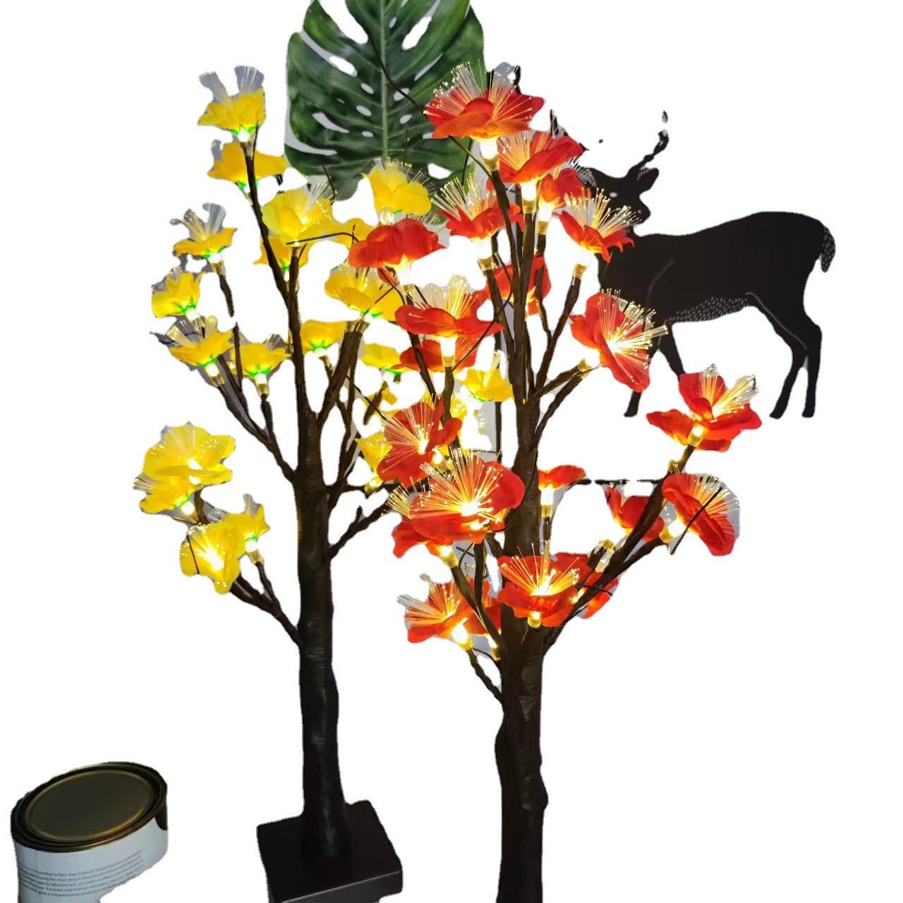 Contemporary Creative Plastic Fabric Artificial Rose Flower Tree LED Table Lamp For Bedroom
