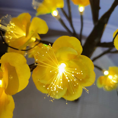 Contemporary Creative Plastic Fabric Artificial Rose Flower Tree LED Table Lamp For Bedroom