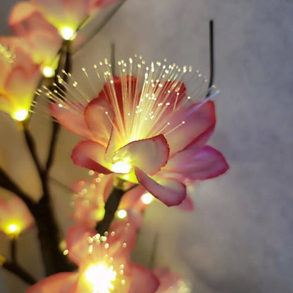 Contemporary Creative Plastic Fabric Artificial Rose Flower Tree LED Table Lamp For Bedroom