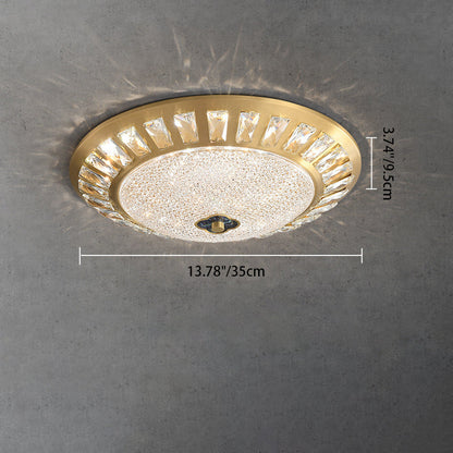 Contemporary Luxury Copper Acrylic Round LED Flush Mount Ceiling Light For Bedroom
