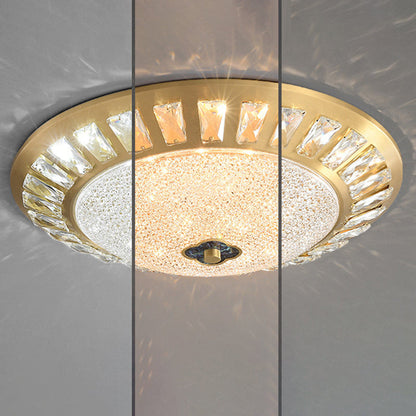 Contemporary Luxury Copper Acrylic Round LED Flush Mount Ceiling Light For Bedroom