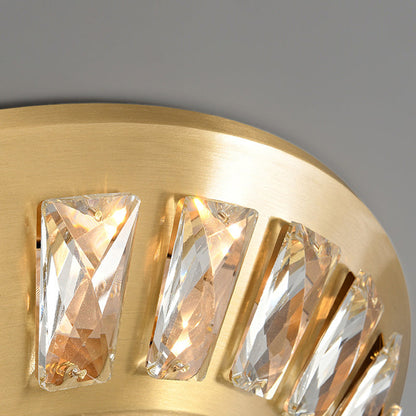 Contemporary Luxury Copper Acrylic Round LED Flush Mount Ceiling Light For Bedroom