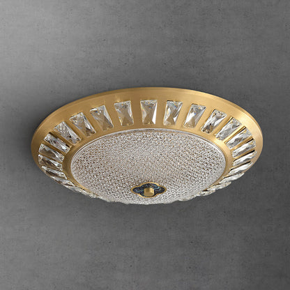 Contemporary Luxury Copper Acrylic Round LED Flush Mount Ceiling Light For Bedroom