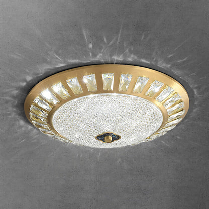 Contemporary Luxury Copper Acrylic Round LED Flush Mount Ceiling Light For Bedroom