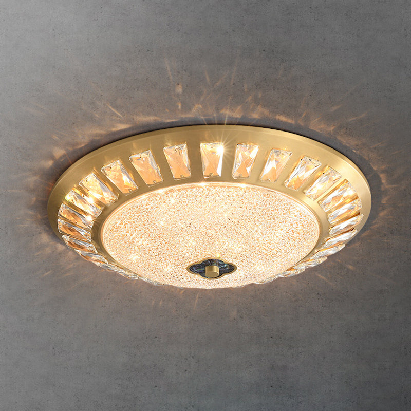 Contemporary Luxury Copper Acrylic Round LED Flush Mount Ceiling Light For Bedroom