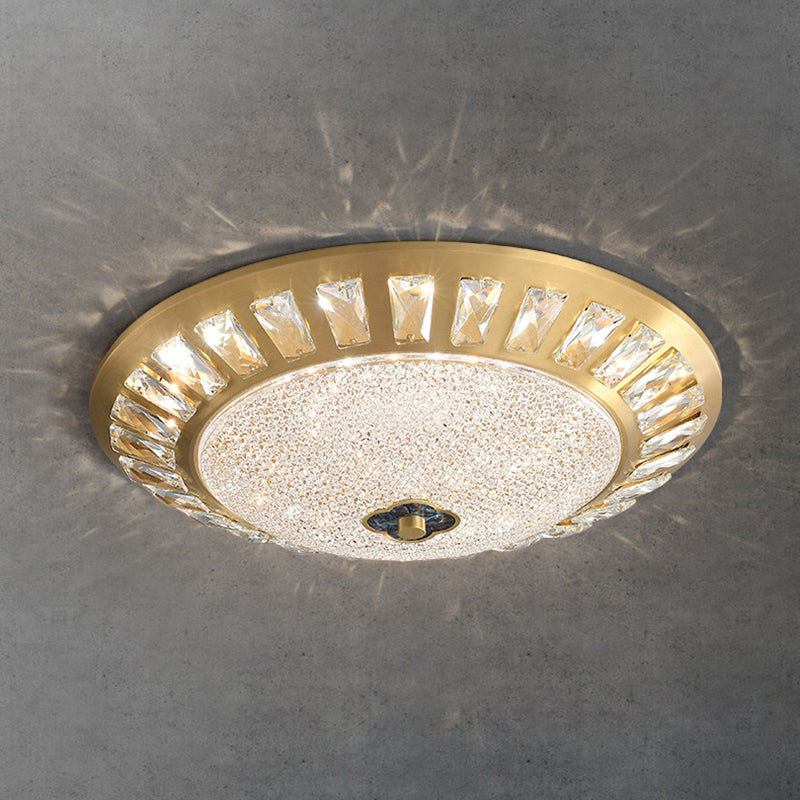 Contemporary Luxury Copper Acrylic Round LED Flush Mount Ceiling Light For Bedroom