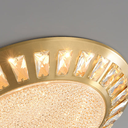 Contemporary Luxury Copper Acrylic Round LED Flush Mount Ceiling Light For Bedroom
