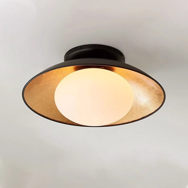 Traditional French Dome Hardware Glass Globe Shade 1-Light Semi-Flush Mount Ceiling Light For Living Room