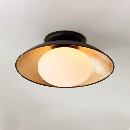 Traditional French Dome Hardware Glass Globe Shade 1-Light Semi-Flush Mount Ceiling Light For Living Room