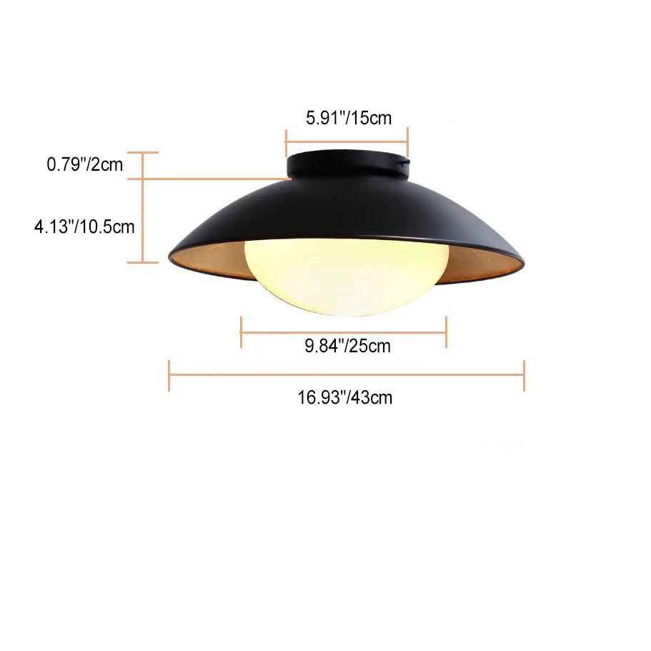 Traditional French Dome Hardware Glass Globe Shade 1-Light Semi-Flush Mount Ceiling Light For Living Room
