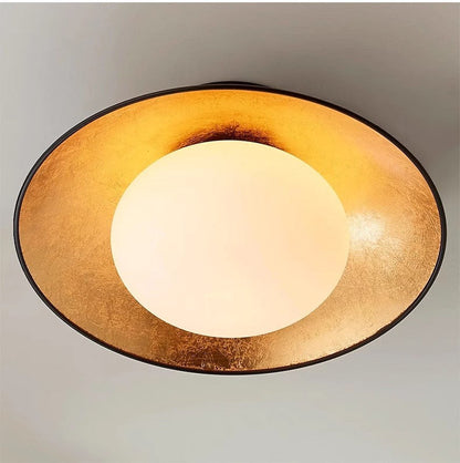 Traditional French Dome Hardware Glass Globe Shade 1-Light Semi-Flush Mount Ceiling Light For Living Room
