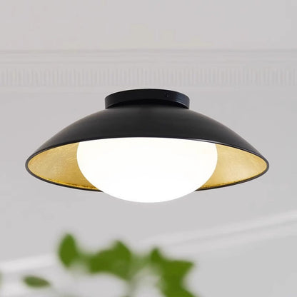 Traditional French Dome Hardware Glass Globe Shade 1-Light Semi-Flush Mount Ceiling Light For Living Room