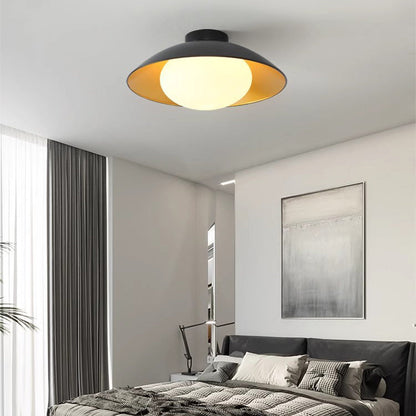 Traditional French Dome Hardware Glass Globe Shade 1-Light Semi-Flush Mount Ceiling Light For Living Room