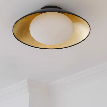 Traditional French Dome Hardware Glass Globe Shade 1-Light Semi-Flush Mount Ceiling Light For Living Room