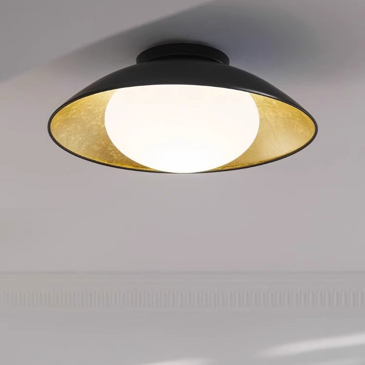 Traditional French Dome Hardware Glass Globe Shade 1-Light Semi-Flush Mount Ceiling Light For Living Room