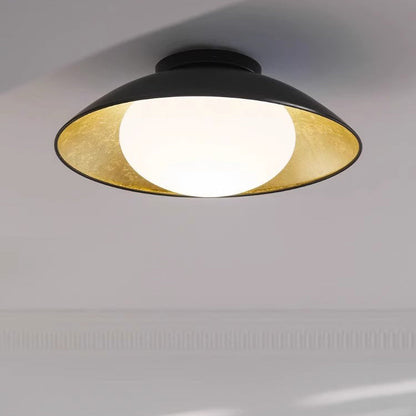 Traditional French Dome Hardware Glass Globe Shade 1-Light Semi-Flush Mount Ceiling Light For Living Room