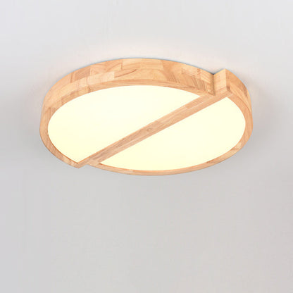 Modern Minimalist Geometric Square Iron Wood LED Flush Mount Ceiling Light For Living Room