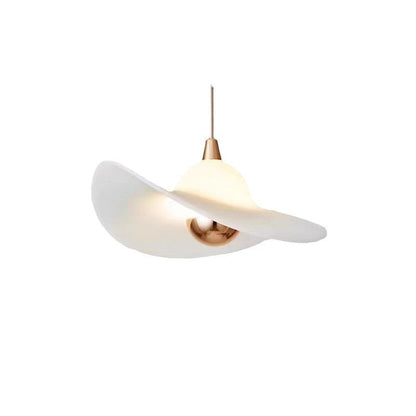 مصباح LED معلق على شكل قبعة من القش مصنوع من الراتنج والألومنيوم بتصميم معاصر لغرفة النوم 