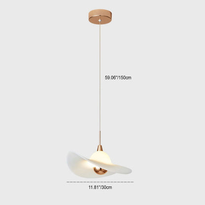 مصباح LED معلق على شكل قبعة من القش مصنوع من الراتنج والألومنيوم بتصميم معاصر لغرفة النوم 