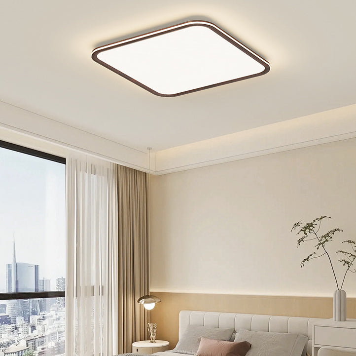 Modern Minimalist Geometric Square Aluminum Acrylic LED Flush Mount Ceiling Light For Living Room