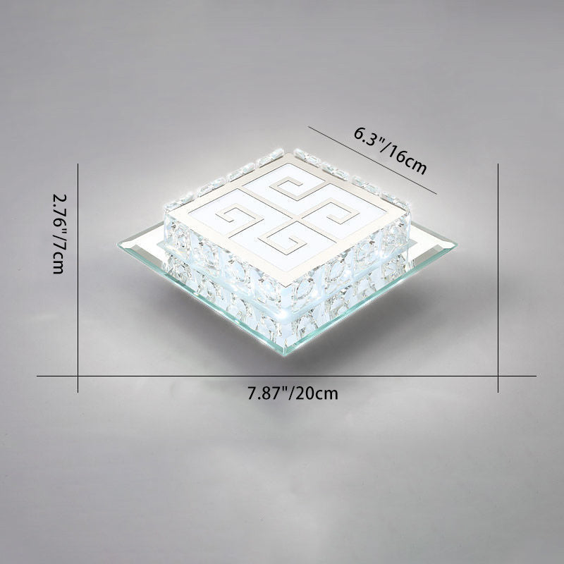 Contemporary Luxury Square Glass Crystal LED Flush Mount Ceiling Light For Living Room