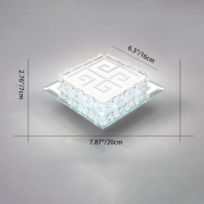 Contemporary Luxury Square Glass Crystal LED Flush Mount Ceiling Light For Living Room