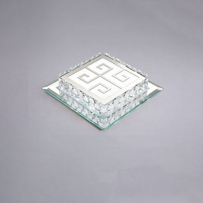 Contemporary Luxury Square Glass Crystal LED Flush Mount Ceiling Light For Living Room