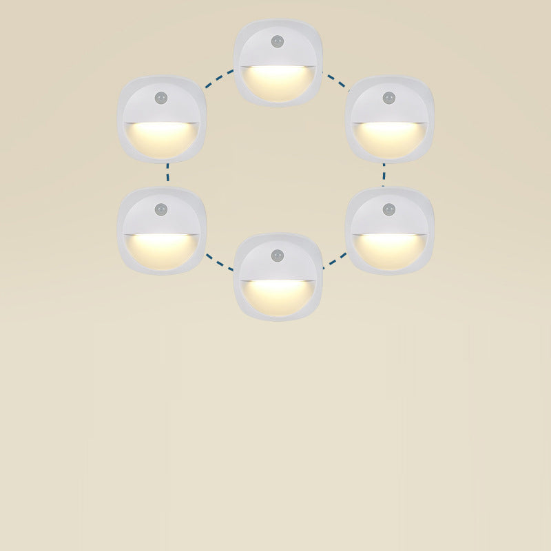 Modern Minimalist ABS Square Magnetic LED USB Human Sensor Night Light Wall Sconce Lamp For Bedroom