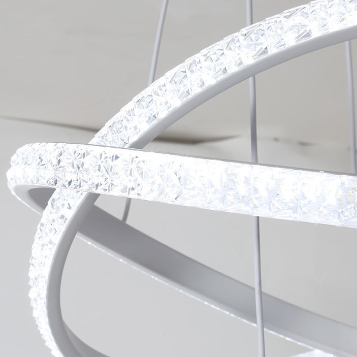 ثريا LED بتصميم آرت ديكو عصري من الألومنيوم والسيليكون وشريط قوسي من الأكريليك وكرة كروية لغرفة المعيشة